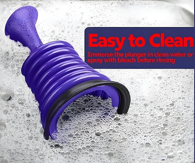 Mini Sink Plunger for Kitchen & Bathroom Drains, Powerful Bellows Clog Remover, Commercial Style Plumbing Tool for Sink, Bathtub & Shower, Compact Size, Black