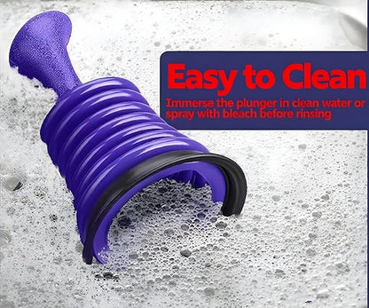 Mini Sink Plunger for Kitchen & Bathroom Drains, Powerful Bellows Clog Remover, Commercial Style Plumbing Tool for Sink, Bathtub & Shower, Compact Size, Black