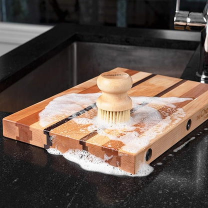 CLARK'S Cutting Board Oil Scrub Brush - Round Wood Applicator for Food Grade Mineral Oil and Wax on Wooden Bamboo, Cast Iron, and Utensils – Kitchen Countertops Food Safe