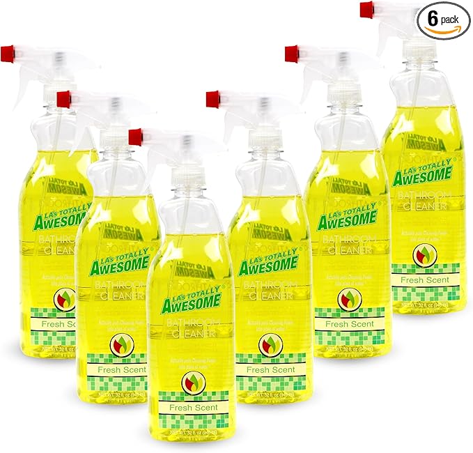 La's Totally Awesome Bathroom Cleaner, Removes Soap Scum & Stubborn Stains, Plant-Derived Formula, 32 Fl Oz (Pack of 6)