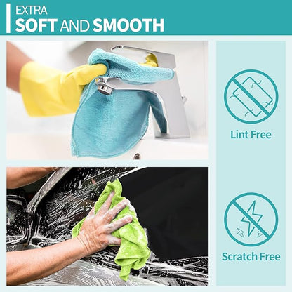 HOMERHYME Microfiber Cleaning Cloth, 12 Pack Cleaning Rags, 12" x 12" Microfiber Towel, Lint Free Non-Abrasive Dusting Cloth, Microfiber Towels for Cars Kitchen Garage House Office