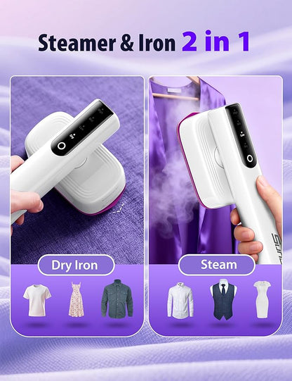 Steamer for Clothes,1200W Powerful Portable Steamer Iron,15s Fast Heat-up,180ml Tank,20 Min Continuous Steam, Wrinkle Remover for Travel, Home, Office(Oyster white)