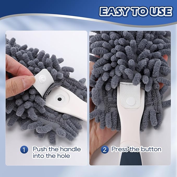 Reusable Microfiber Duster Refills Compatible with for MR.SIGA & OXO Duster- Washable Dusters Refill for MR.SIGA Lint Free Microfiber Duster for Cleaning, 4 Pack (Handle is Not Included)