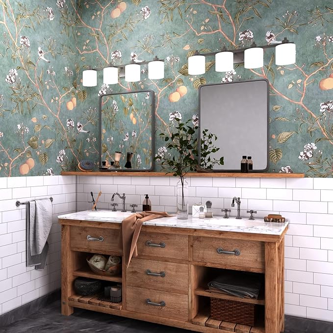 Laatse Green Floral Wallpaper Peel and Stick Bird Wallpaper 17.5" x 196.8" Vintage Leaf Contact Paper Waterproof Self Adhesive Botanical Modern Wall Paper for Bedroom Kitchen Cabinet Decor