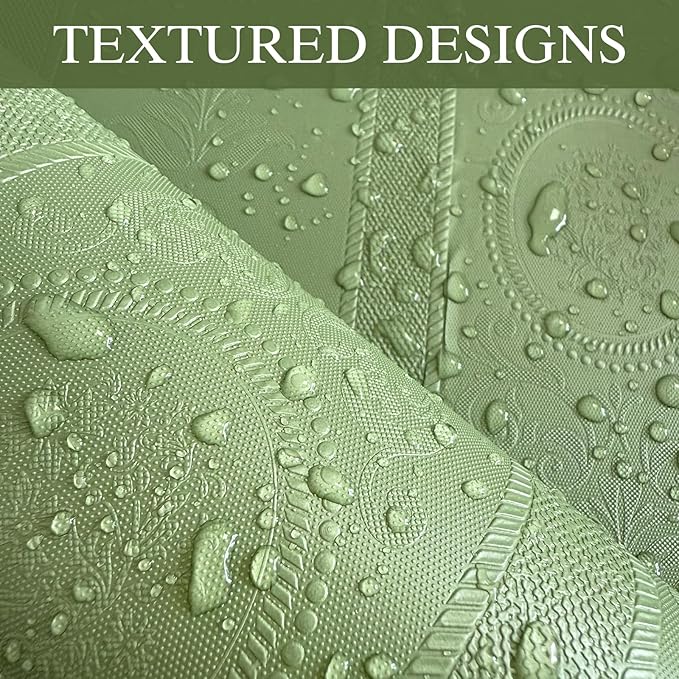 JiffDiff Wallpaper Peel and Stick Textured,3D Embossed Wall Paper Stick on Wallpaper Modern Waterproof Self Adhesive Contact Paper(17.3" x 400",Green)