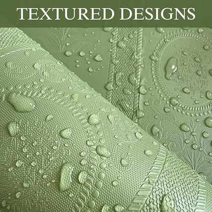 JiffDiff Wallpaper Peel and Stick Textured,3D Embossed Wall Paper Stick on Wallpaper Modern Waterproof Self Adhesive Contact Paper(17.3" x 800",Green)