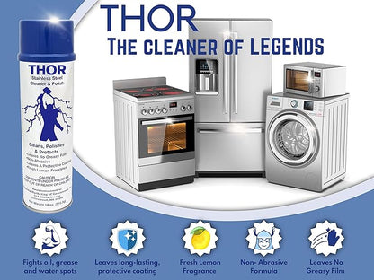Thor 18 Oz Stainless Steel Cleaner & Polish (6 Cans): Clean and Polish Stainless Steel Appliances Including Brass, Copper, Aluminum, Formica and Porcelain Surfaces