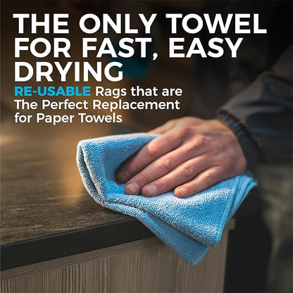 The Rag Company - All-Purpose Microfiber Terry Cleaning Towels - Commercial Grade, Highly Absorbent, Lint-Free, Streak-Free, Kitchens, Bathrooms, Offices, 300gsm, 12in x 12in, Grey (12-Pack)