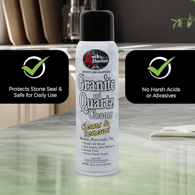 Rock Doctor Granite Cleaner, Cleans& Renews Surfaces, Granite/Marble Countertop Cleaner, Cleaning Spray for Vanity, Table Top, Kitchen Counters, Stone Surfaces 18 Fl Oz Pack of 2