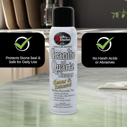 Rock Doctor Granite Cleaner, Cleans& Renews Surfaces, Granite/Marble Countertop Cleaner, Cleaning Spray for Vanity, Table Top, Kitchen Counters, Stone Surfaces 18 Fl Oz Pack of 2