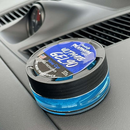 Paradise Air Platinum Series Ultimate Gel 90 Air Freshener for use in Auto, Home, Office, Bathroom. Net Weight 30g, New Car (4 Pack)