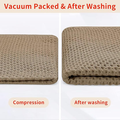 Homaxy 100% Cotton Waffle Weave Kitchen Dish Towels, Ultra Soft Absorbent Quick Drying Cleaning Towel, 13 x 28 Inches, 8-Pack, Tan