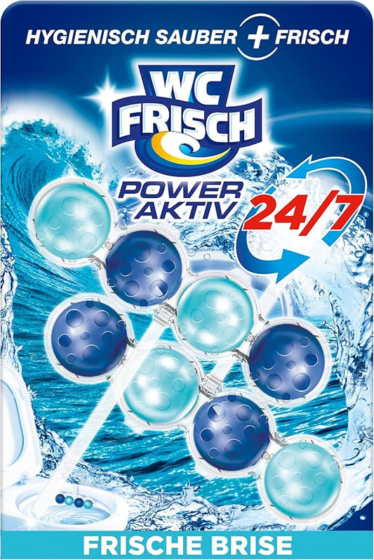 WC-Frisch Kraft Active Fragrance Rinser Fresh Breeze (2 x 50 g), Toilet Cleaner for Cleaning with Every Flush, Fragrance Stones for Long-Lasting Fresh Fragrance, + 50% Anti-limescale Effect