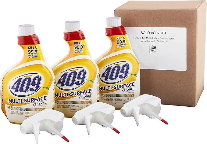 Formula 409 Multi-Surface Spray Cleaner, Lemon Scent, 22 Ounces, Pack of 3