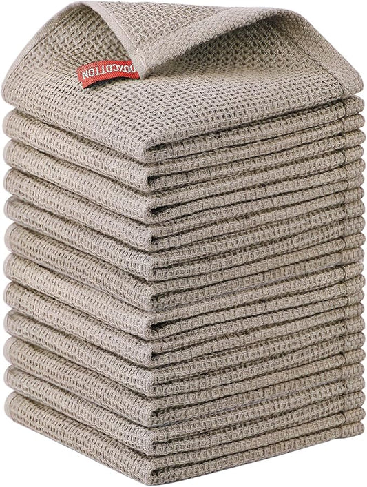 Nialnant 12 Pack Dish Towels,100% Cotton Kitchen Towels,Soft and Absorbent Kitchen Dish Rags, Dish Towels for Washing Dishes-12x12 Inch