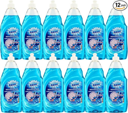 Valor Dishwashing Liquid, 25 fl oz – Dish Soap for Kitchen & Bathroom, Grease-Fighting, Gentle on Hands, Fast Rinse, Eco-Friendly Biodegradable Formula (25 fl oz (Pack of 12), Oxy Power)