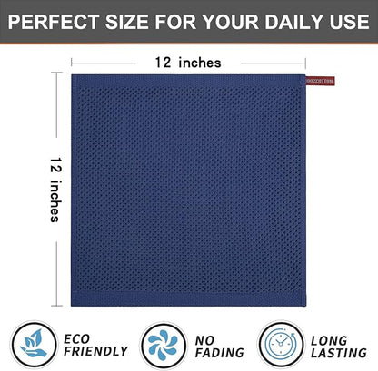 Kitinjoy 100% Cotton Kitchen Dish Cloths (12 X 12 Inches, Navy Blue), 8 Pack Waffle Weave Ultra Soft Absorbent Dish Towels for Drying Dishes Quick Drying Kitchen Towels Dish Rags