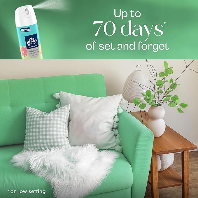 Glade Odor Fighting Soft Mist Air Freshener Room Spray, Lush Greens & Water Lotus 8oz., 6 count