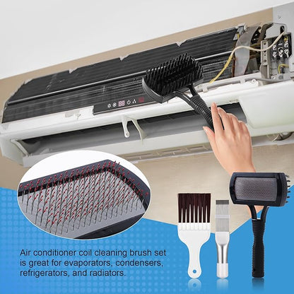 Aufind 7 PCS Different Air Conditioner Fin Cleaner kit, Brush Condenser Ac Coil Cleaner Air Refrigerator Fin Cleaner Evaporator Radiator Repair Clean Tool