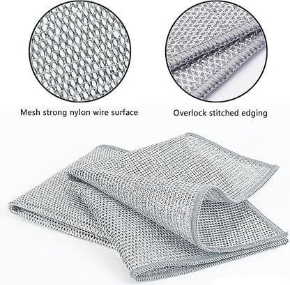 6pcs Multipurpose Wire Dishwashing Rags for Wet and Dry, Non Scratch Wire Dishcloth，Reusable Kitchen Wire Miracle Cleaning Cloths for Dishes, Sinks, Stove Tops
