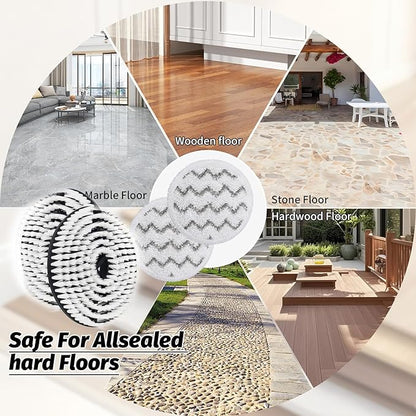 2 Pack Steam Mop Brush Head (White) and 2 pack steam mop replacement pads (Gray), Upgraded Mop Pad Replacement Brush Heads Compatible with Shark Steam Mop S7000 S7001 S7020 S7005 S8021 S8001 etc