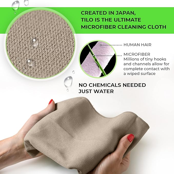 TiLO Microfiber Cleaning Cloth – 19 x 13-inch Microfiber Cleaning Cloths – Ultra-Absorbent and Reusable – Soft Polishing Cloth for Dust, Grease, Dirt – Non-Abrasive – Beige