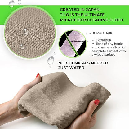 TiLO Microfiber Cleaning Cloth – 19 x 13-inch Microfiber Cleaning Cloths – Ultra-Absorbent and Reusable – Soft Polishing Cloth for Dust, Grease, Dirt – Non-Abrasive – Beige