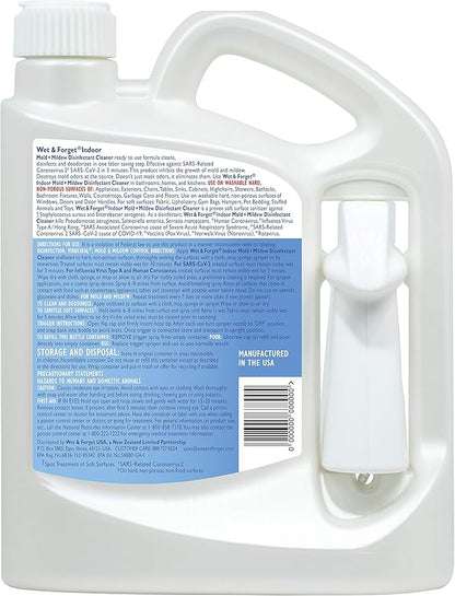 Wet & Forget Indoor Mold and Mildew All-Purpose Cleaner Deodorizes, Disinfects, Kills 99.9% of Bacteria and Viruses, Ready to Use, 64 Fl. Oz.