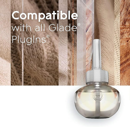 Glade PlugIns Refills Air Freshener, Scented and Essential Oils for Home and Bathroom, Cashmere Woods, 2.01 Fl Oz, 3 Count