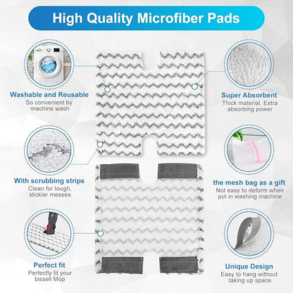KEEPOW Steam Mop Pads Replacement P184WQ Compatible with Shark Genius Lift-Away Pocket Steam Mop S3973 S3973D S6002 S5003 S6001W S6003W S5001 S5002, Washable Steamer Cleaner Pads for Hard Floor 3 Pack