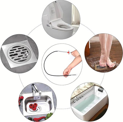 Flexible Drain Clog Remover Tool, Extra Long Plumbing Snake Hair Catcher with 4-Prong Grabber Claw, Heavy-Duty Spring Reacher for Kitchen Sink, Bathroom Tub, Sewer & Dropped Items (24 inch)