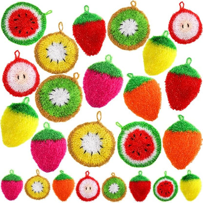 16 Pieces Fruit Dish Scrubber, Non Scratch Dish Washing Sponge, Double Layer Reusable Kitchen Scrubber Cleaning Sponge for Dishwashing, Cleaning Dishes, Cookware Tubs Sinks