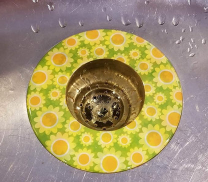 Handy Housewares 5.25" Diameter Decorative Designer Pattern Kitchen Sink Strainer/Food Trap (Single Pack, Yellow Sunflowers)