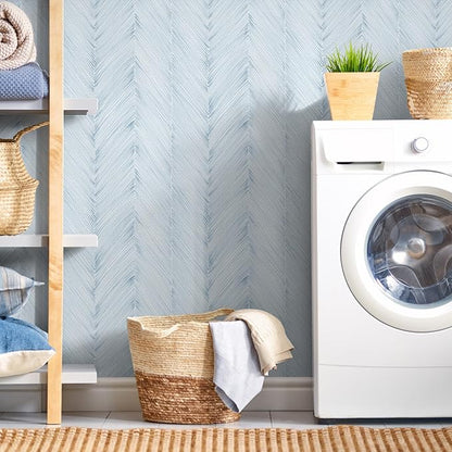 Modern Peel and Stick Wallpaper Boho Blue Contact Paper 17.3"x 1200" Self-Adhesive Waterproof Neutral Wallpaper Vinyl Roll for Bathroom Bedroom Cabinets Décor