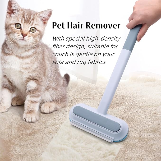 2PCS Pet Hair Remover Brush, 3-in-1 Cat and Dog Hair Removal Brushes With 17 Inch Long Handle, Multifunctional Washable Cat Hairs Remover Brush for Furniture, Couch, Carpet, Clothes and Laundry