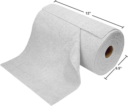 Eurow Microfiber Tear-A-Towel Cloth Roll, Reusable Paper Towel Alternative, Washable Up to 50 Times, Lint-Free, Streak-Free, for Kitchen, Auto, Home, Garage, Cleaning & Drying, 11"x12", 50-Pack, White