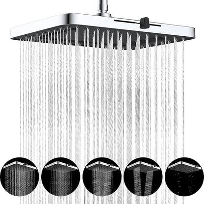 Hibbent cUPC Certified 5 Spray Modes Shower Head, 13'' High Pressure Large Rainfall Shower Head, High Flow Waterfall Bathroom Fixed Showerheads with Adjustable Swivel Ball Joint, Chrome