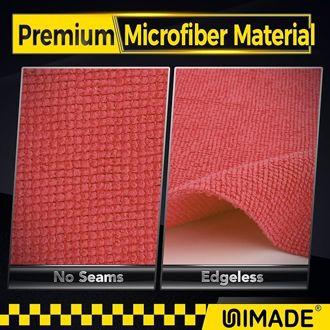 Microfiber Cleaning Cloth, 24 Pack Reusable Microfiber Towels for Cars Lint Free Cleaning Shop Towel Rags for Home Kitchen Automotive Bar Mechanic Restaurant Garage, 11"x 12", Red