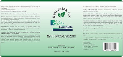 Naturetek Multi-Surface Cleaner, Complete Degreaser, and Deodorizer, All-Purpose Cleaning for Toilets, Bathtubs, Floors, and Walls, Fast Acting, No Scrubbing