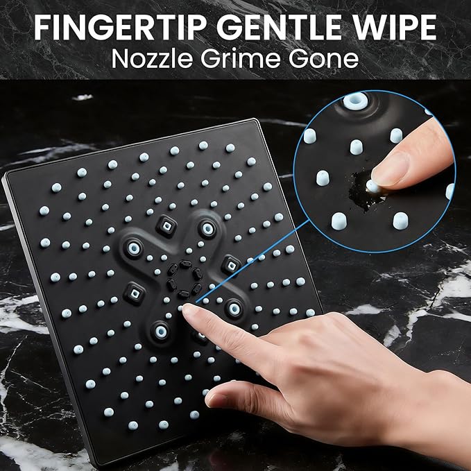 Veken High Pressure Rain Shower Head with Handheld, Multi-Functions Square Rainfall Shower Heads with 5-Mode Handheld Spray Combo, Detachable Hand Held Showerhead, Dual Matte Black Regaderas Para