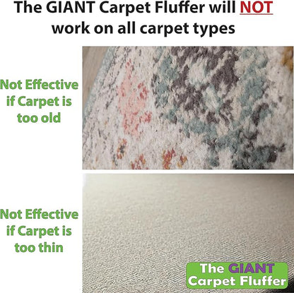Giant Carpet Fluffer Large Carpet Rake for Reviving Matted Rugs & Pile Restoration, Removing Pet Hair, Fluffing Carpet Fibers