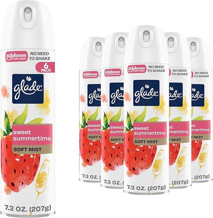 Glade Air Freshener Room Spray, Sweet Summertime Scent, Odor Fighting to Deliver Long Lasting Freshness, 7.3 Oz, 6 Count