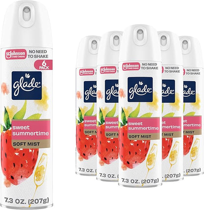 Glade Air Freshener Room Spray, Sweet Summertime Scent, Odor Fighting to Deliver Long Lasting Freshness, 7.3 Oz, 6 Count