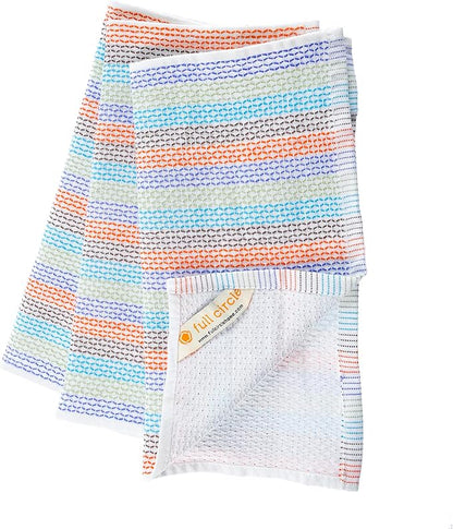 Full Circle Tidy 100% Organic Cotton Dish Cloths - Absorbent, Reusable, Kitchen Towels, Eco-Friendly, Machine Washable - Red