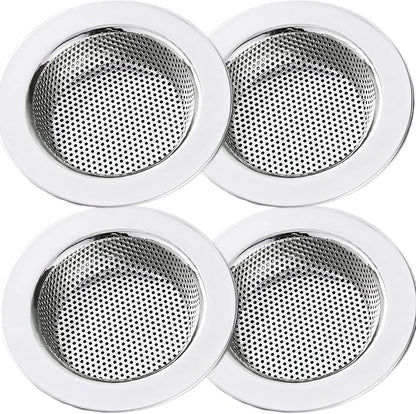 LASSHSWA Kitchen Sink Strainer Stainless Steel, Kitchen Sink Drain Strainer，Sink Strainers for Kitchen Sinks with Large Wide Rim 4.5" Diameter (4 Pack)