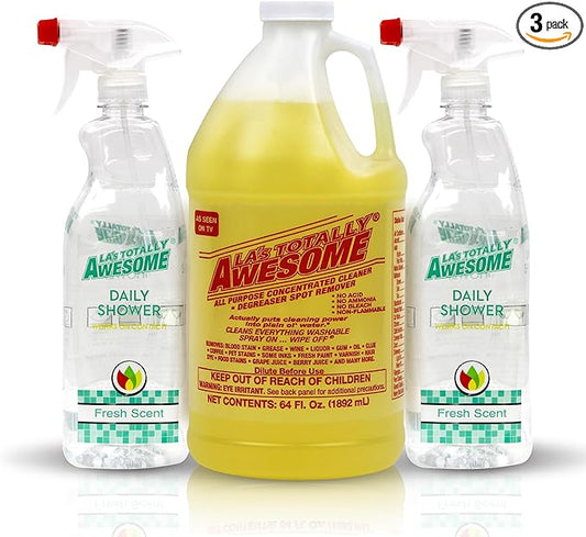 La's Totally Awesome All Purpose Cleaner, 64 oz, Mega Cleaner + Shower Cleaner Plant-Derived Spray 32oz (Pack of 2)