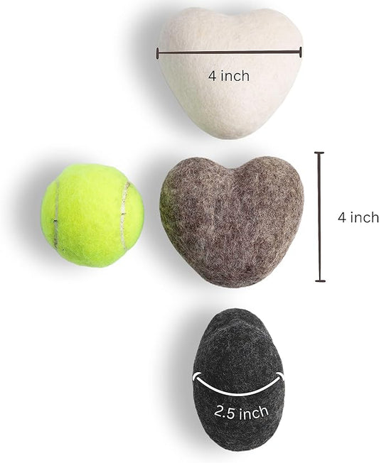Big Heart Reusable Handmade Wool Dryer Balls for Laundry 6 - Pack XL, Wool Balls Replaces Dryer Sheets and Shorten Drying Time