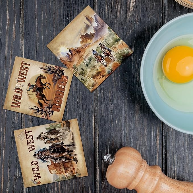 Western Cowboy Swedish Dishcloths for Kitchen, 6 Pcs Reusable Horses Swedish Dish Cloths, Absorbent Sponge Cleaning Dish Cloths for Farmhouse Kitchen Cooking Home Decoration Housewarming Gifts