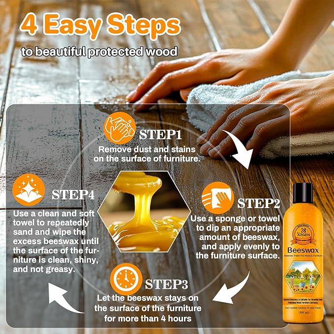 CARGEN Beeswax Furniture Wood Polish - Wood Seasoning Beeswax Oil for Wood Natural Wood Polish and Conditioner Restore A Finish 300ML.