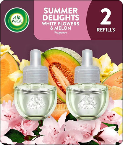 Air Wick Plug in Scented Oil Refill, 2 ct, Summer Delights, Air Freshener, Essential Oils